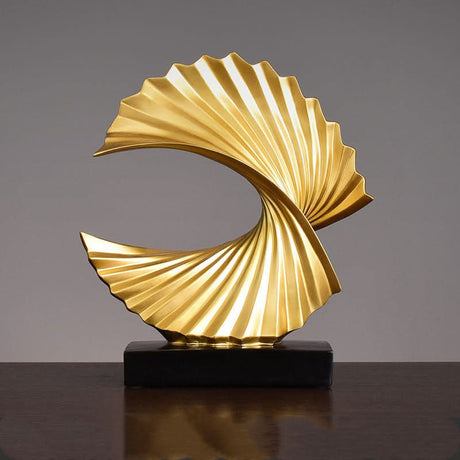 Golden Spiral Abstract Resin Sculpture | Modern Creative Home Decoration - Gold - 