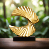 Golden Spiral Abstract Resin Sculpture | Modern Creative Home Decoration - Gold - 
