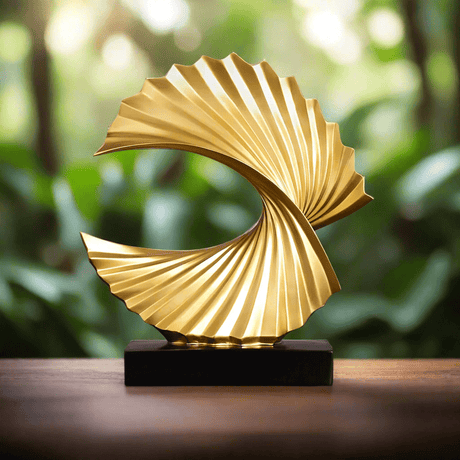 Golden Spiral Abstract Resin Sculpture | Modern Creative Home Decoration - Gold - 
