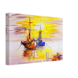 Golden Sunrise Harbour – Nautical Wall Art Print - Canvas - 20x30 cm / 8x12″ - 