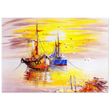 Golden Sunrise Harbour – Nautical Wall Art Print - Fine Art Poster - 70x100 cm / 28x40″ - 