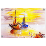 Golden Sunrise Harbour – Nautical Wall Art Print - Acrylic Print - 30x45 cm / 12x18″ - 