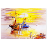 Golden Sunrise Harbour – Nautical Wall Art Print - Fine Art Poster - 40x60 cm / 16x24″ - 