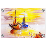 Golden Sunrise Harbour – Nautical Wall Art Print - Acrylic Print - 20x30 cm / 8x12″ - 