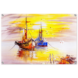 Golden Sunrise Harbour – Nautical Wall Art Print - Acrylic Print - 50x75 cm / 20x30″ - 