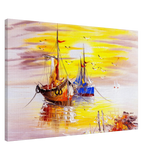 Golden Sunrise Harbour – Nautical Wall Art Print - Canvas - 60x90 cm / 24x36″ - 