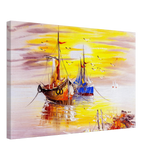 Golden Sunrise Harbour – Nautical Wall Art Print - Canvas - 40x60 cm / 16x24″ - 
