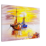 Golden Sunrise Harbour – Nautical Wall Art Print - Canvas - 70x100 cm / 28x40″ - 