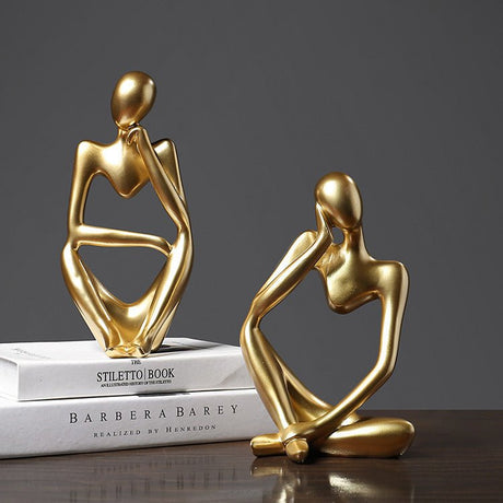 Golden Thinker Resin Figurines – Modern Abstract Home Décor - Complete Set (3 pcs) - 
