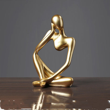 Golden Thinker Resin Figurines – Modern Abstract Home Décor - Right Daydreamer - 