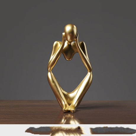 Golden Thinker Resin Figurines – Modern Abstract Home Décor - The Thinker - 