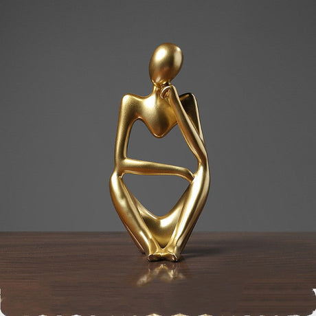 Golden Thinker Resin Figurines – Modern Abstract Home Décor - Complete Set (3 pcs) - 