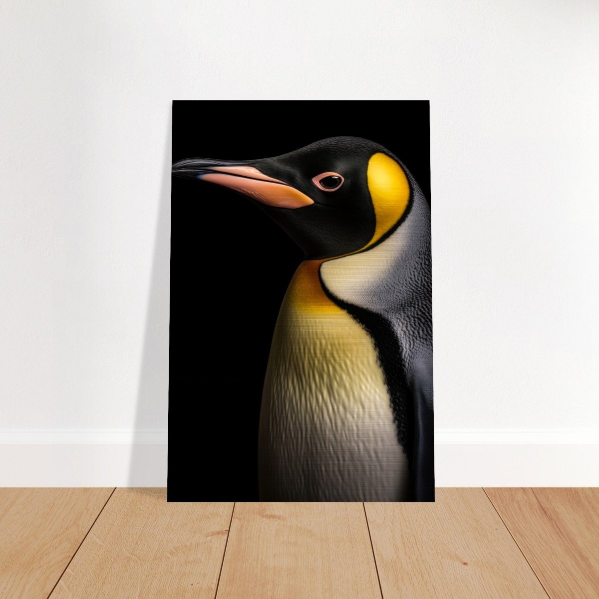 Golden Tuxedo: The Playful Penguin | Animal Art Print - Brushed Aluminum Print - 30x45 cm / 12x18″ - 