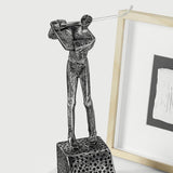 Golf Player Resin Bookend Ornaments – Nordic Style Decorative Sculpture - Silver Set - 