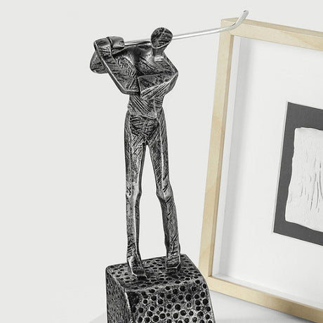 Golf Player Resin Bookend Ornaments – Nordic Style Decorative Sculpture - Silver Set - 