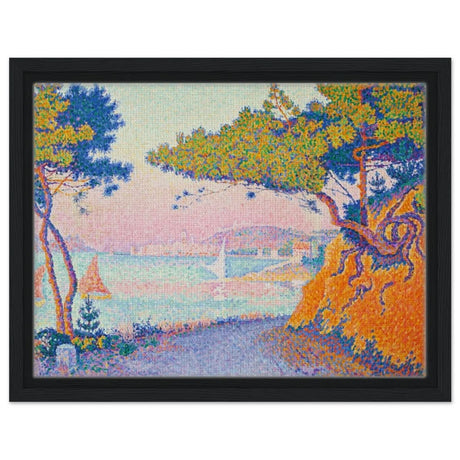 Golfe Juan (1896) painting by Paul Signac | Vintage wall art print - Framed Canvas - 30x40 cm / 12x16″ - Black frame