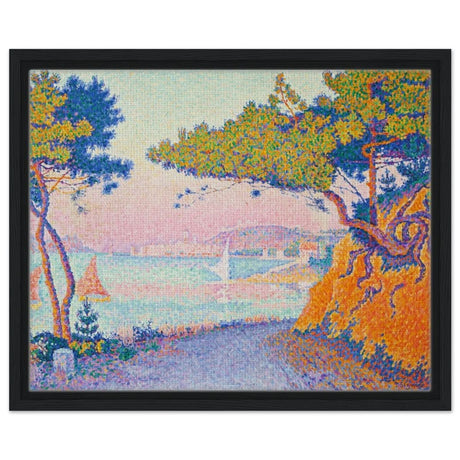 Golfe Juan (1896) painting by Paul Signac | Vintage wall art print - Framed Canvas - 40x50 cm / 16x20″ - Black frame