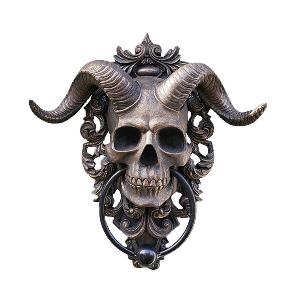 Gothic Ram Skull Resin Wall Sculpture – Dark Art Home Decoration - Ram Skull Resin Wall Sculpture - 
