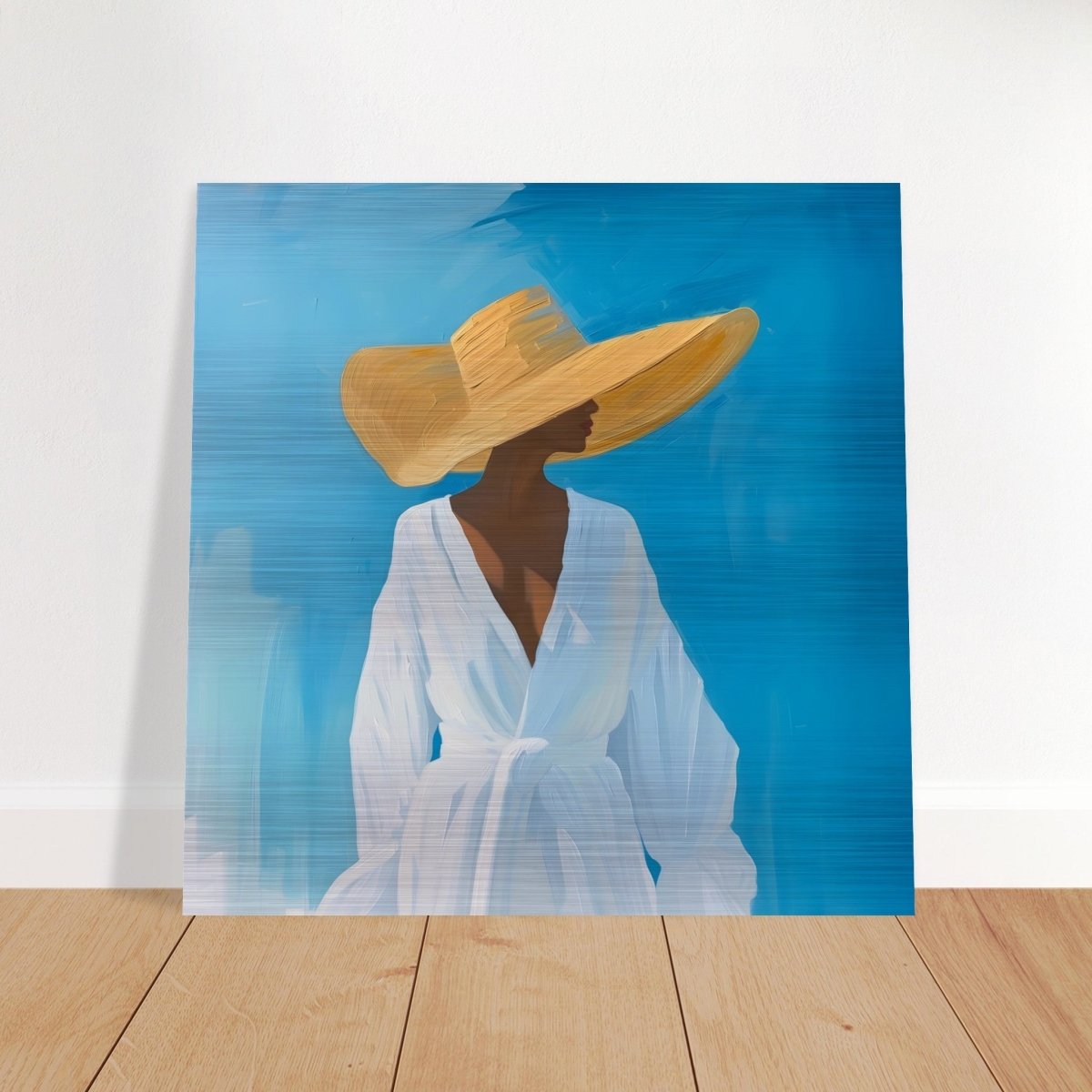 Grace in the Breeze | Minimalist Figurative Art print - Brushed Aluminum Print - 60x60 cm / 24x24″ - 