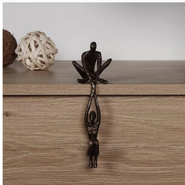 Graceful Dance Resin Sculpture – Modern Wall Handle Ornament - Bronze - 