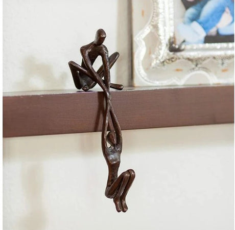 Graceful Dance Resin Sculpture – Modern Wall Handle Ornament - Antique Copper - 