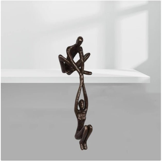 Graceful Dance Resin Sculpture – Modern Wall Handle Ornament - Bronze - 