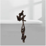 Graceful Dance Resin Sculpture – Modern Wall Handle Ornament - Bronze - 