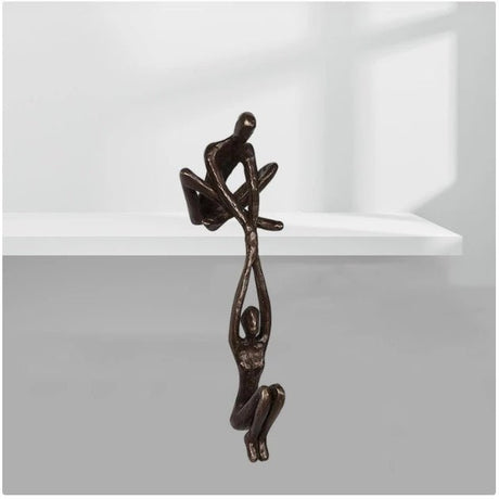 Graceful Dance Resin Sculpture – Modern Wall Handle Ornament - Bronze - 