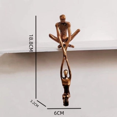 Graceful Dance Resin Sculpture – Modern Wall Handle Ornament - Bronze - 