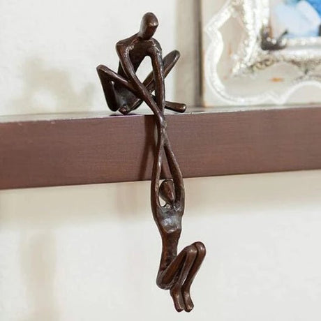 Graceful Dance Resin Sculpture – Modern Wall Handle Ornament - Bronze - 
