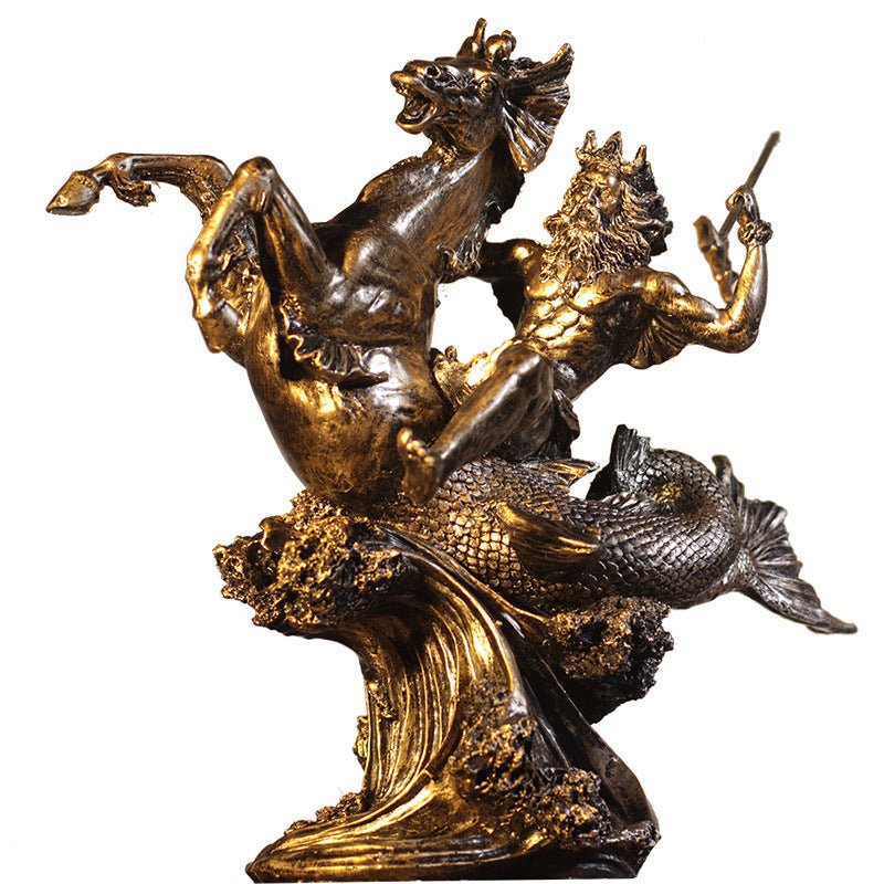 Greek Mythology Warrior Sculpture – Vintage Art Décor - Large Poseidon - 