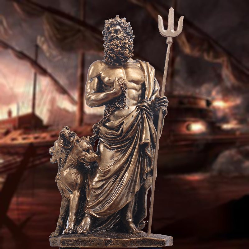 Greek Mythology Warrior Sculpture – Vintage Art Décor - Large Poseidon - 