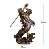 Greek Mythology Warrior Sculpture – Vintage Art Décor - Trumpet Poseidon - 