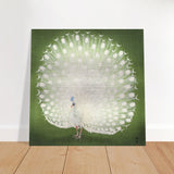 Green Peacock by Ohara Koson | Wall art Print - 40x40 cm / 16x16″ - Brushed Aluminum Print - 