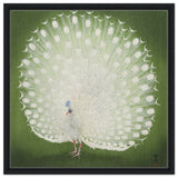 Green Peacock by Ohara Koson | Wall art Print - 60x60 cm / 24x24″ - Framed Canvas - Black frame