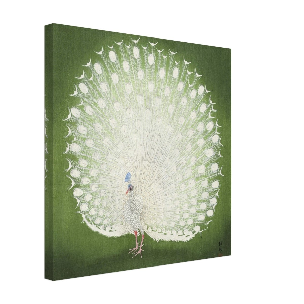 Green Peacock by Ohara Koson | Wall art Print - 40x40 cm / 16x16″ - Canvas - 