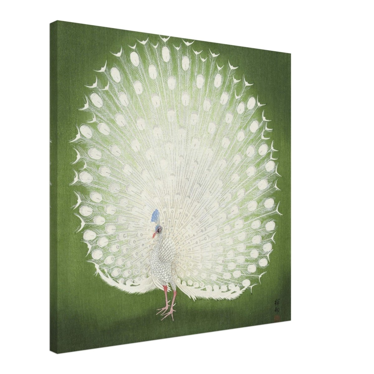Green Peacock by Ohara Koson | Wall art Print - 60x60 cm / 24x24″ - Canvas - 