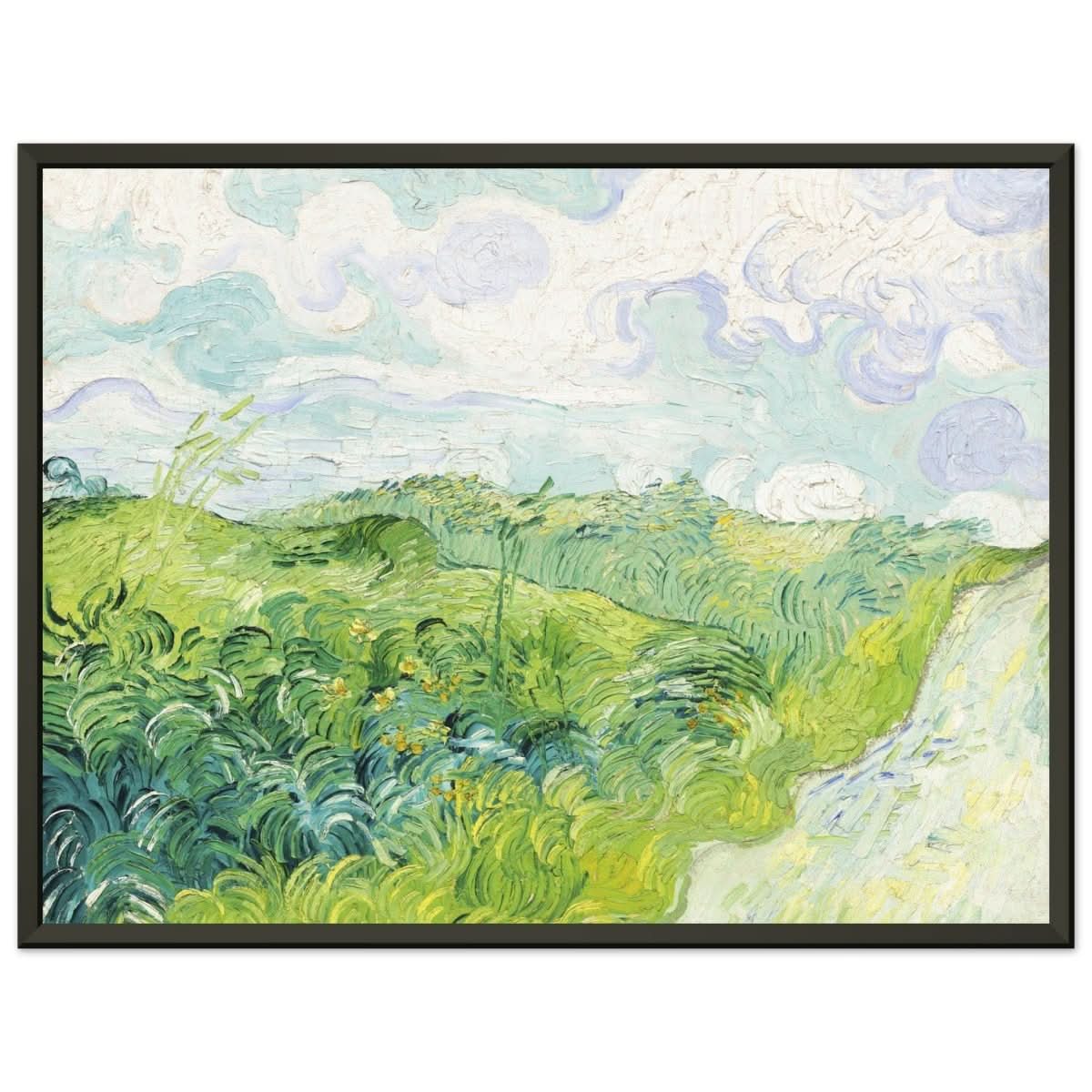 Green Wheat Fields, Auvers by Vincent van Gogh | vintage wall art print - Premium Matte Paper Metal Framed Poster - 30x40 cm / 12x16″ - Black frame