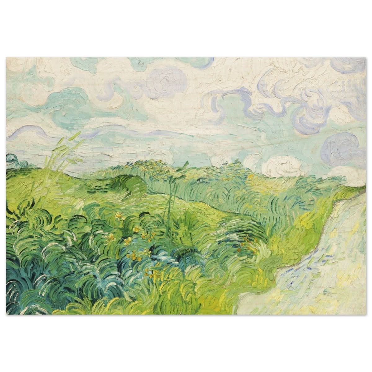 Green Wheat Fields, Auvers by Vincent van Gogh | vintage wall art print - Wood Prints - 50x70 cm / 20x28″ - 