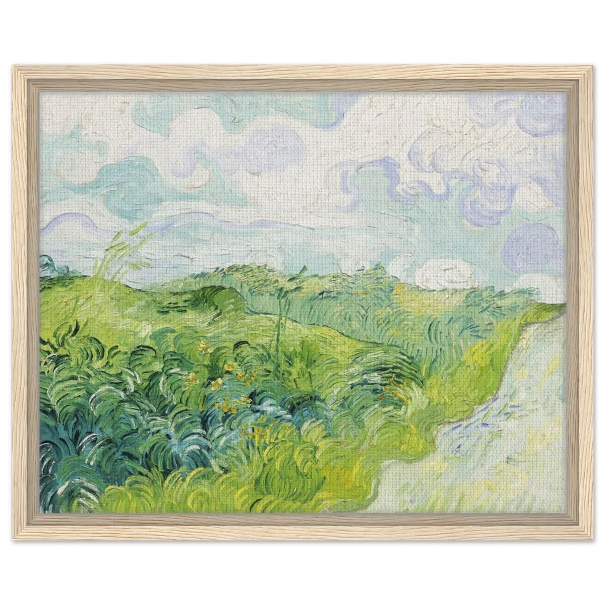 Green Wheat Fields, Auvers by Vincent van Gogh | vintage wall art print - Framed Canvas - 40x50 cm / 16x20″ - Wood frame