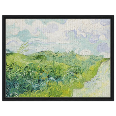 Green Wheat Fields, Auvers by Vincent van Gogh | vintage wall art print - Framed Canvas - 60x80 cm / 24x32″ - Black frame