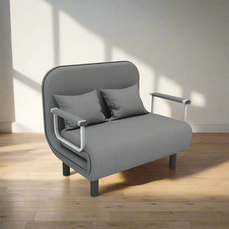 Grey Foldable Sofa Bed – Space - Saving, Durable & Comfortable - One Seat - Gray - 