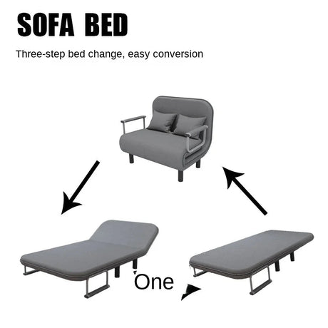 Grey Foldable Sofa Bed – Space - Saving, Durable & Comfortable - One Seat - Gray - 