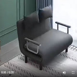 Grey Foldable Sofa Bed – Space - Saving, Durable & Comfortable - One Seat - Gray - 