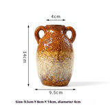 Handcrafted Ceramic Fambe Vases – Kiln - Baked Retro Decorative Ornaments - Small Binaural Fambe Vase - 