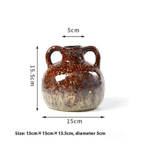 Handcrafted Ceramic Fambe Vases – Kiln - Baked Retro Decorative Ornaments - Kiln - Baked Small Fambe Vase - 