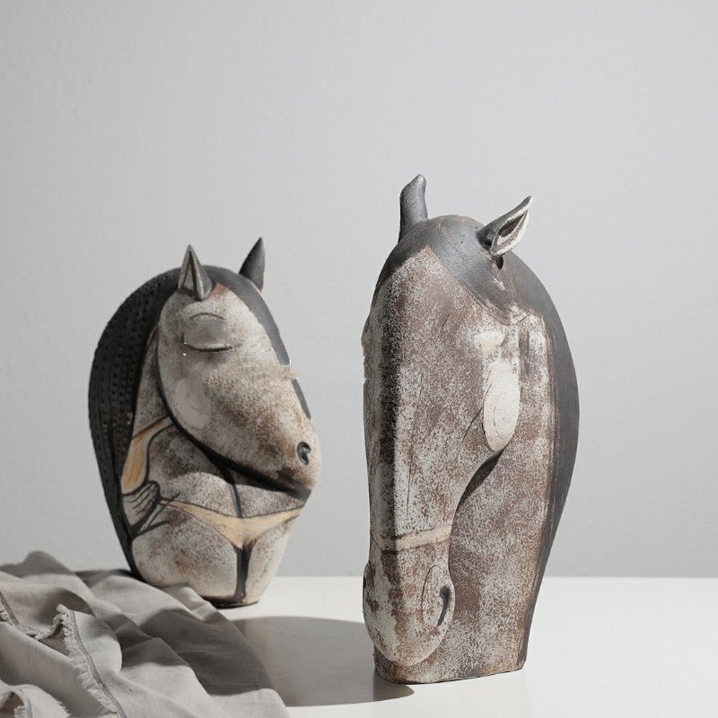 Handcrafted Horse Head Sculpture – Elegant Art Décor - A - 