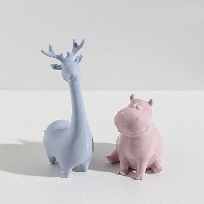 Handmade Ceramic Animal Ornaments – Modern Minimalist Porcelain Décor - Graceful Giraffe - 