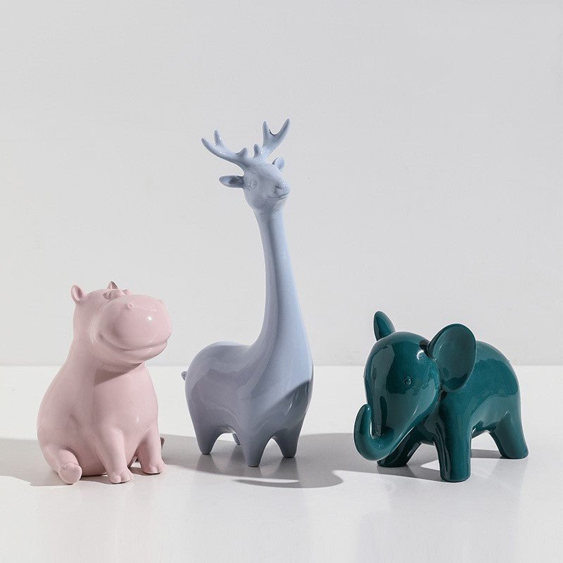 Handmade Ceramic Animal Ornaments – Modern Minimalist Porcelain Décor - Graceful Giraffe - 