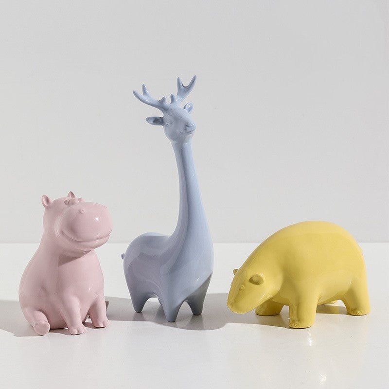 Handmade Ceramic Animal Ornaments – Modern Minimalist Porcelain Décor - Graceful Giraffe - 